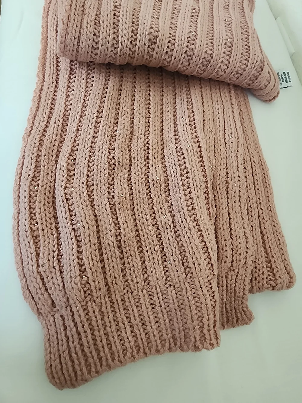 NWT Just Jamie Pearl Ribbed Knit Hat Scarf Set Pink 2pc INCOMPLETE Missing Glove